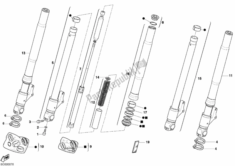 Todas las partes para Tenedor Frontal de Ducati Sportclassic MH 900 E 2001