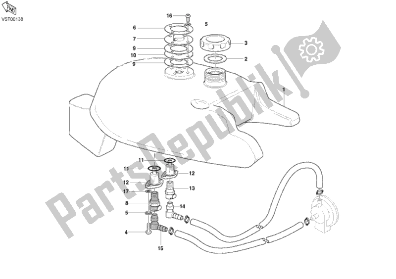 Alle onderdelen voor de Benzinetank van de Ducati Sportclassic MH 900 E 2001