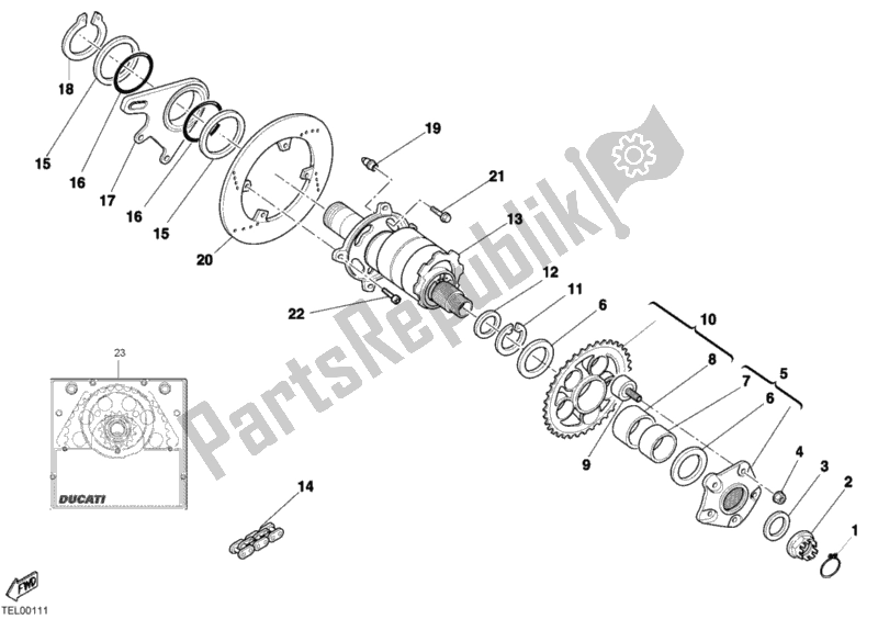 Todas las partes para Buje, Rueda Trasera de Ducati Sportclassic MH 900 E 2001