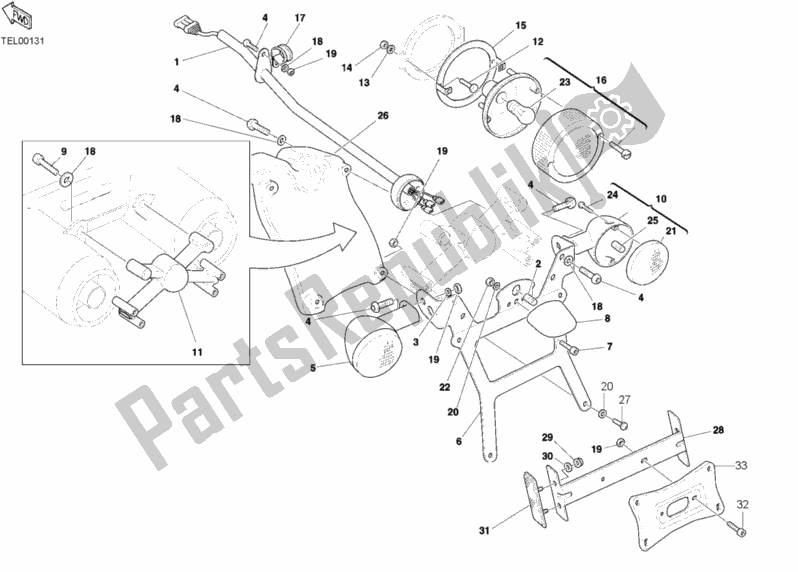 Alle onderdelen voor de Achterlicht van de Ducati Sportclassic MH 900 E 2001