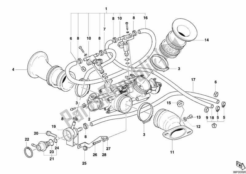 Alle onderdelen voor de Gasklephuis van de Ducati Sportclassic MH 900 E 2001