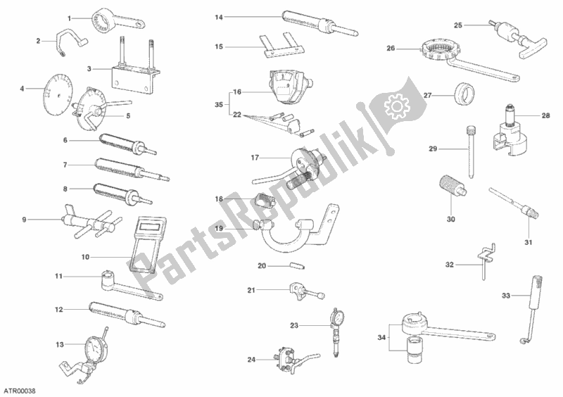 Alle onderdelen voor de Werkplaatsgereedschap, Motor van de Ducati Sportclassic MH 900 E 2001