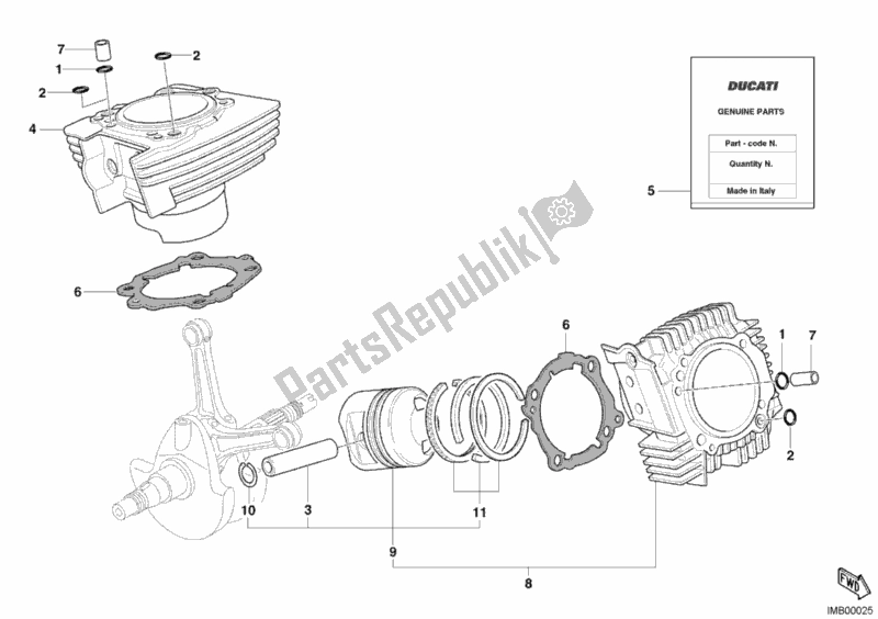 Tutte le parti per il Cilindro - Pistone del Ducati Sportclassic MH 900 E 2002