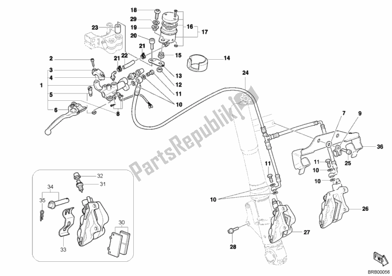 Tutte le parti per il Sistema Frenante Anteriore del Ducati Sportclassic MH 900 E 2002
