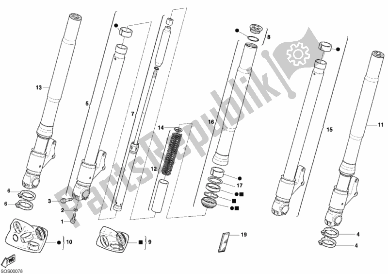 Tutte le parti per il Forcella Anteriore del Ducati Sportclassic MH 900 E 2002