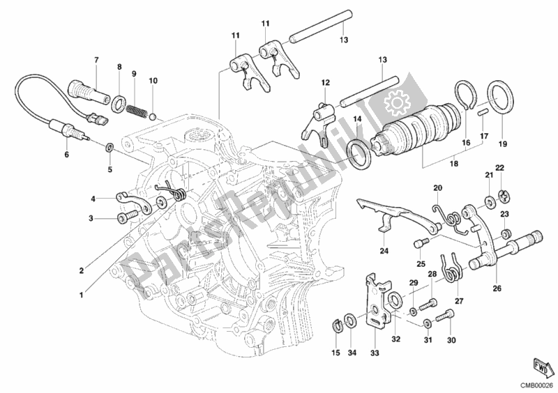 All parts for the Gear Change Mechanism of the Ducati Sportclassic MH 900 E 2002