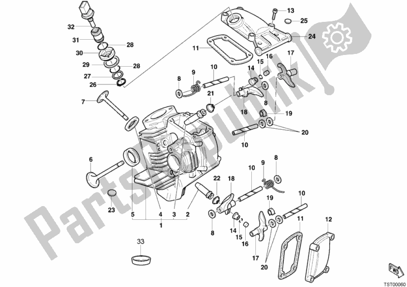 Tutte le parti per il Testata Orizzontale del Ducati Sportclassic MH 900 E 2002