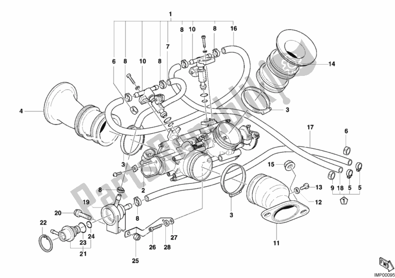 All parts for the Throttle Body of the Ducati Sportclassic MH 900 E 2002