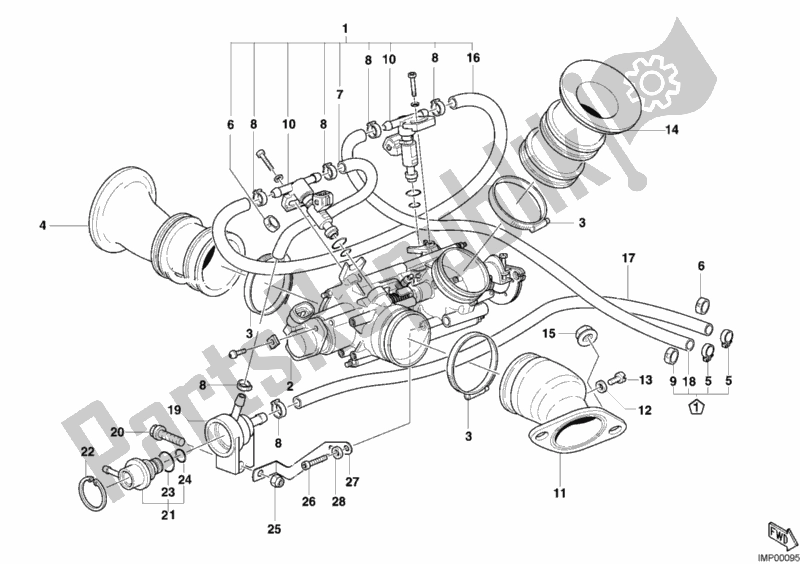 All parts for the Throttle Body of the Ducati Sportclassic MH 900 E 2002