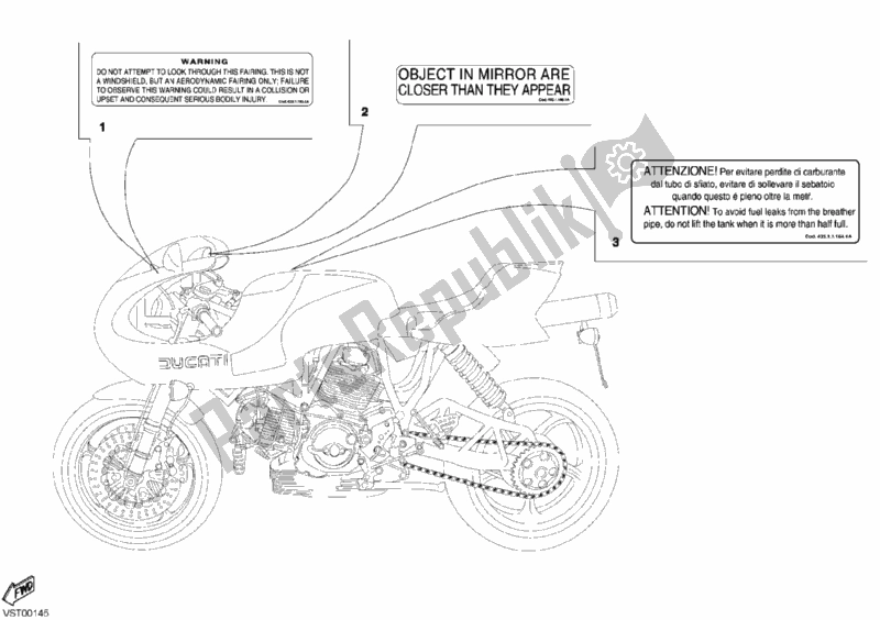 Todas las partes para Etiquetas De Advertencia Ee. De Ducati Sportclassic MH 900 E 2002