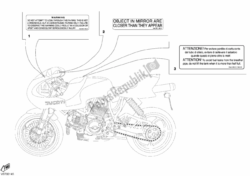 Tutte le parti per il Etichette Di Avvertimento Usa del Ducati Sportclassic MH 900 E 2002