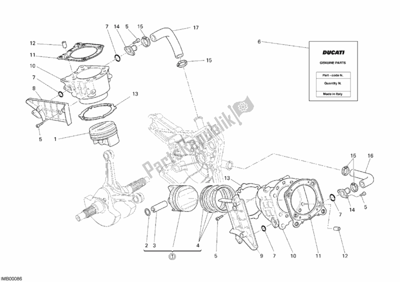 Tutte le parti per il Cilindro - Pistone del Ducati Monster S4 RS 1000 2006