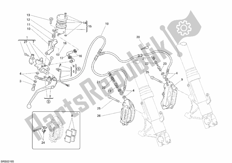 All parts for the Front Brake System of the Ducati Monster S4 RS 1000 2006