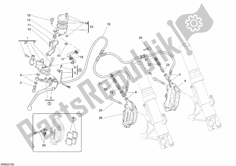 All parts for the Front Brake System of the Ducati Monster S4 RS 1000 2006