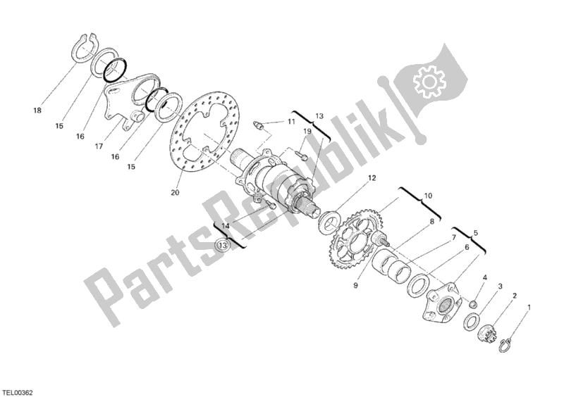 Tutte le parti per il Mozzo, Ruota Posteriore del Ducati Monster S4 RS 1000 2006