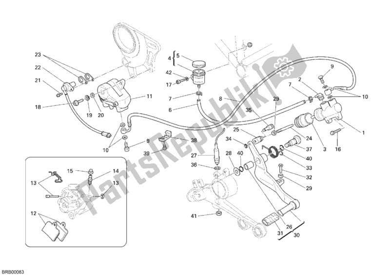 Todas las partes para Sistema De Freno Trasero de Ducati Monster S4 RS 1000 2006