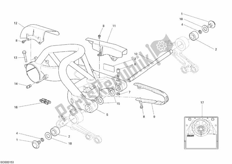 Tutte le parti per il Forcellone del Ducati Monster S4 RS 1000 2006