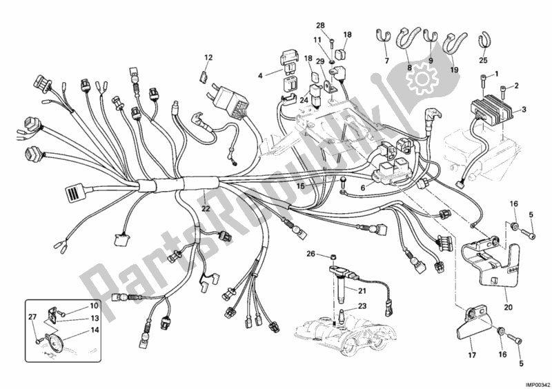 Alle onderdelen voor de Kabelboom van de Ducati Monster S4 RS 1000 2006