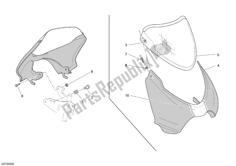 All parts for the Cowling of the Ducati Monster S4 RS 1000 2007