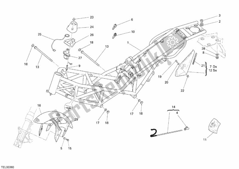 All parts for the Frame of the Ducati Monster S4 RS 1000 2007
