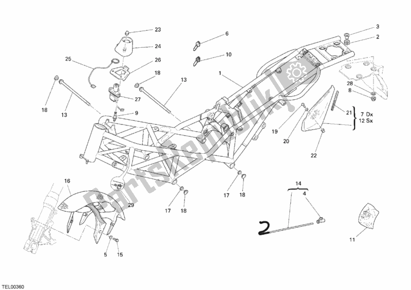 Todas las partes para Marco de Ducati Monster S4 RS 1000 2007