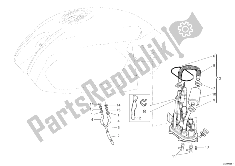 Todas las partes para Bomba De Combustible de Ducati Monster S4 RS 1000 2007