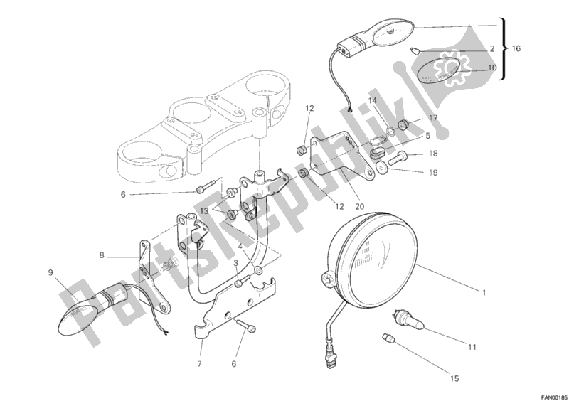 Todas las partes para Faro de Ducati Monster S4 RS 1000 2007