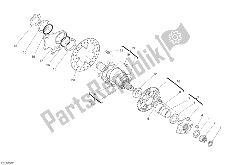 Todas as partes de Cubo, Roda Traseira do Ducati Monster S4 RS 1000 2007