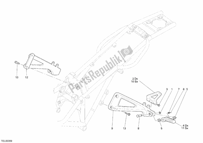 Tutte le parti per il Poggiapiedi Posteriore del Ducati Monster S4 RS 1000 2007