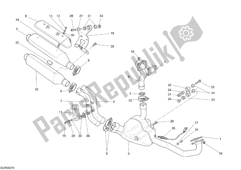 Todas las partes para Sistema De Escape de Ducati Monster S4 RS 1000 2008