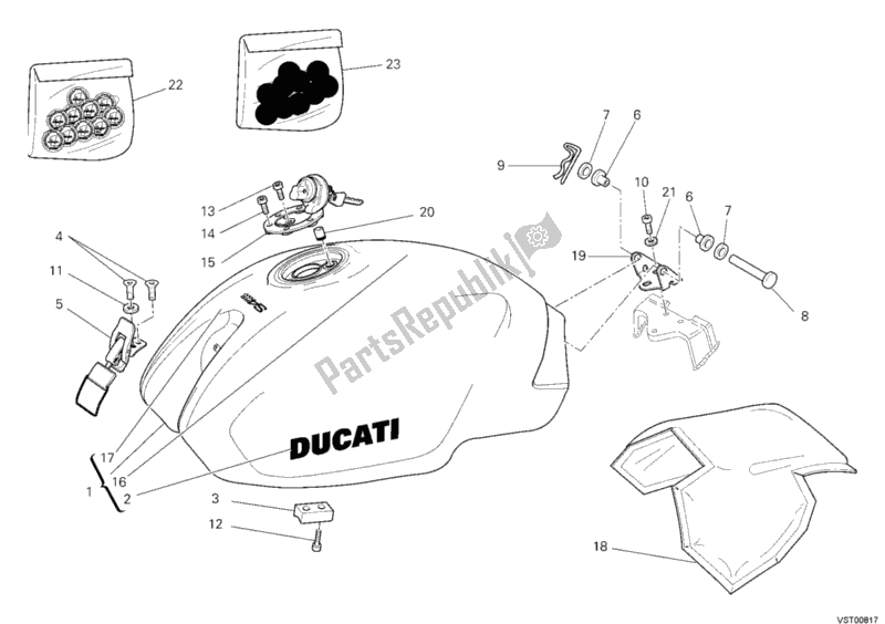 Todas as partes de Tanque De Combustível do Ducati Monster S4 RS 1000 2008
