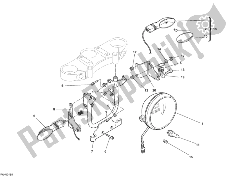Todas las partes para Faro de Ducati Monster S4 RS 1000 2008