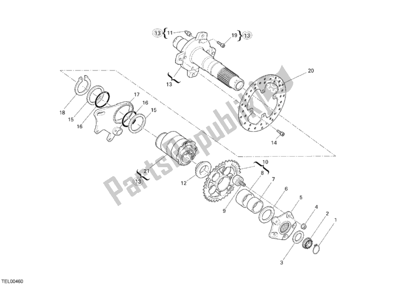 Tutte le parti per il Mozzo, Ruota Posteriore del Ducati Monster S4 RS 1000 2008