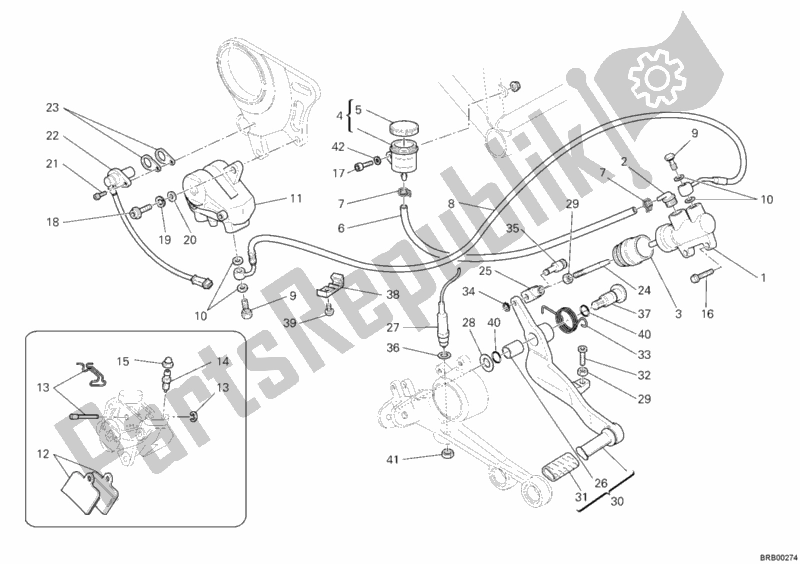 Tutte le parti per il Sistema Frenante Posteriore del Ducati Monster S4 RS 1000 2008