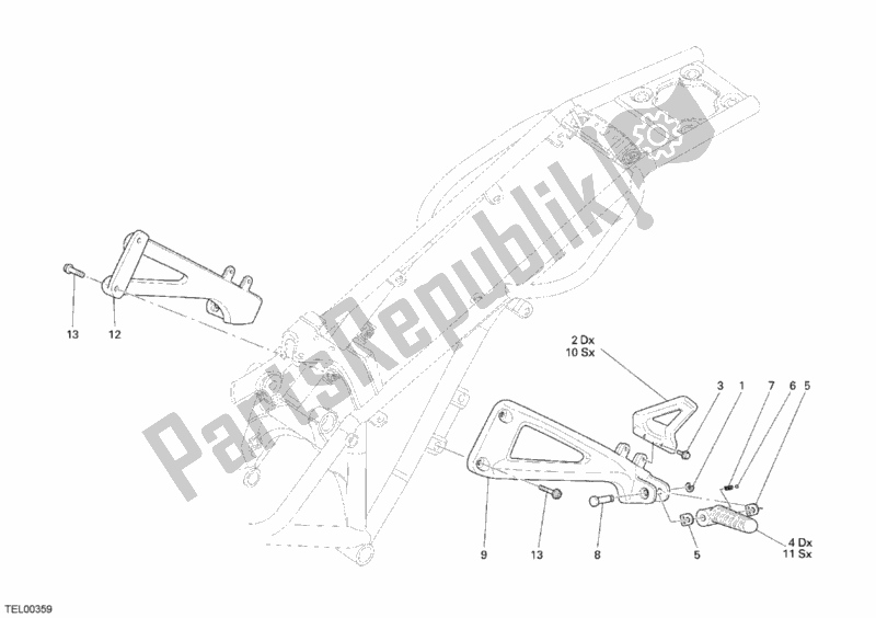 Tutte le parti per il Poggiapiedi Posteriore del Ducati Monster S4 RS 1000 2008