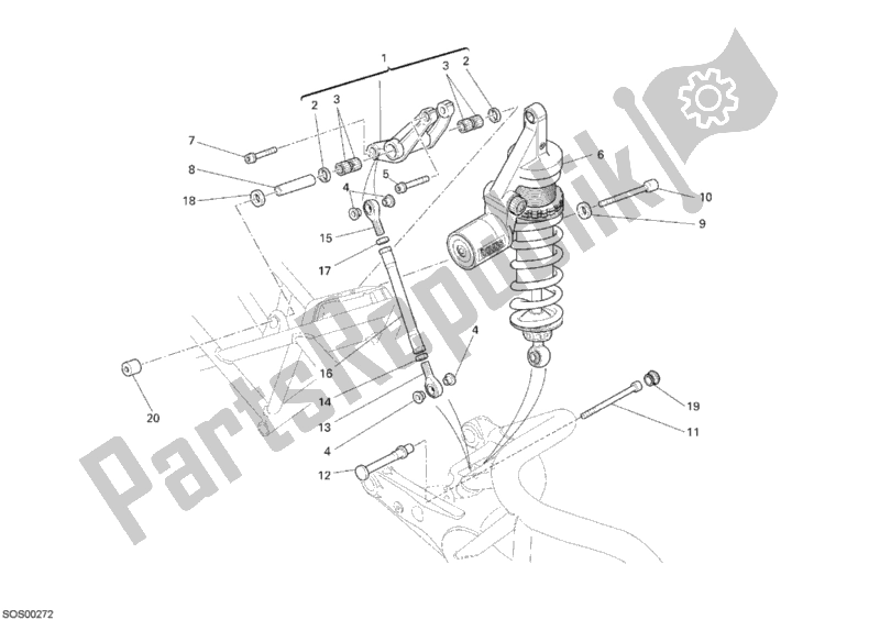 Todas las partes para Amortiguador Trasero de Ducati Monster S4 RS 1000 2008