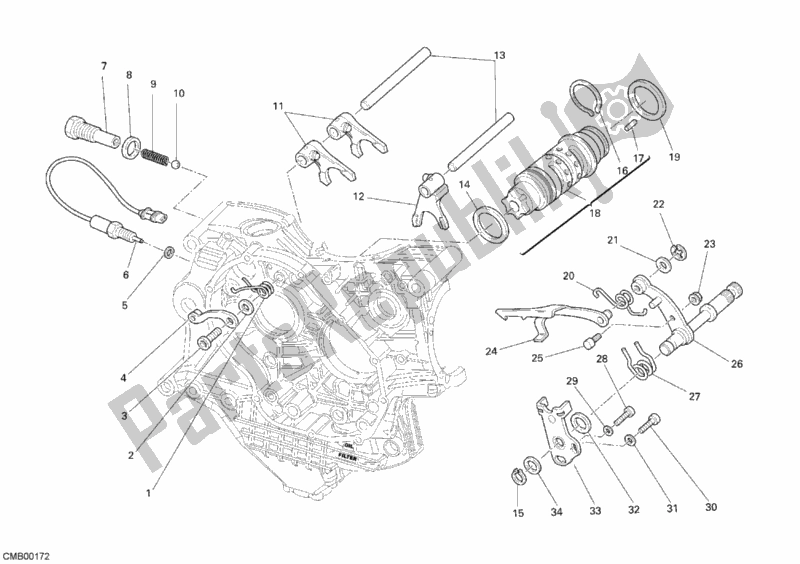 Alle onderdelen voor de Schakelnok - Vork van de Ducati Monster S4 RS 1000 2008