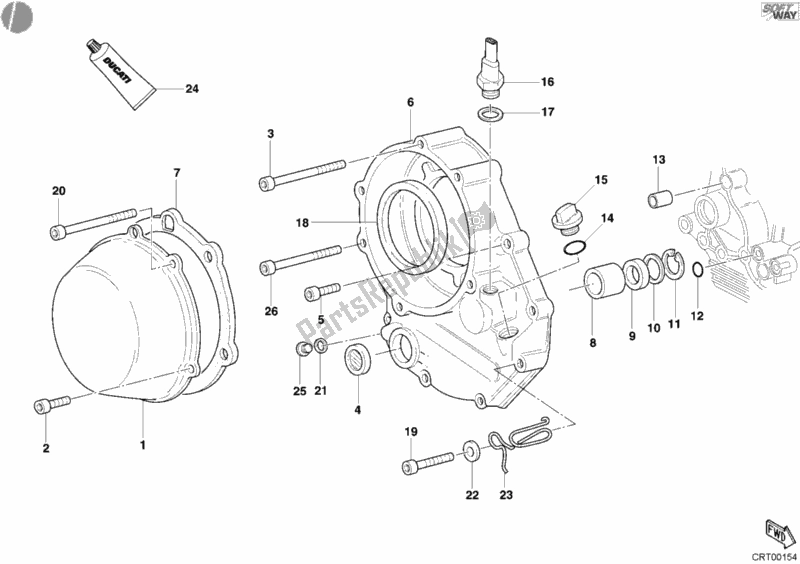 Alle onderdelen voor de Koppelingsdeksel van de Ducati Monster S4 R 996 2003