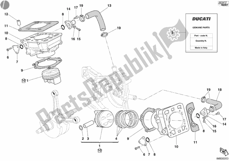 Tutte le parti per il Cilindro - Pistone del Ducati Monster S4 R 996 2003