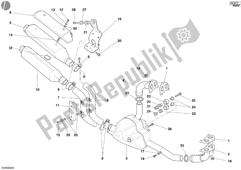 Tutte le parti per il Impianto Di Scarico del Ducati Monster S4 R 996 2003