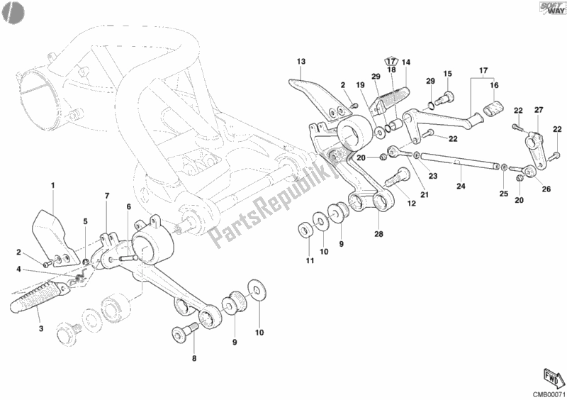 Todas las partes para Reposapiés de Ducati Monster S4 R 996 2003