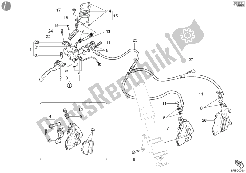 Tutte le parti per il Sistema Frenante Anteriore del Ducati Monster S4 R 996 2003