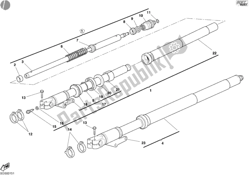 Todas las partes para Tenedor Frontal de Ducati Monster S4 R 996 2003