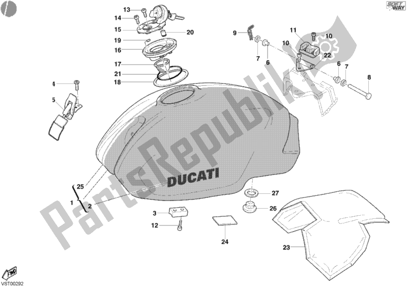 Todas las partes para Depósito De Combustible de Ducati Monster S4 R 996 2003