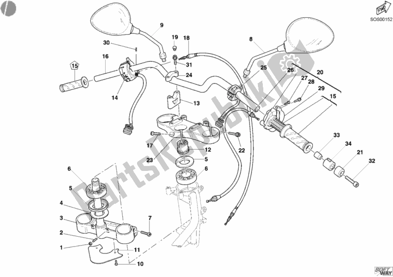 Todas las partes para Manillar de Ducati Monster S4 R 996 2003