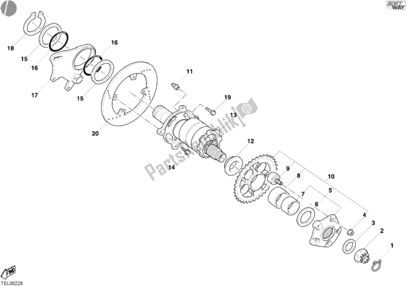 Todas las partes para Buje, Rueda Trasera de Ducati Monster S4 R 996 2003