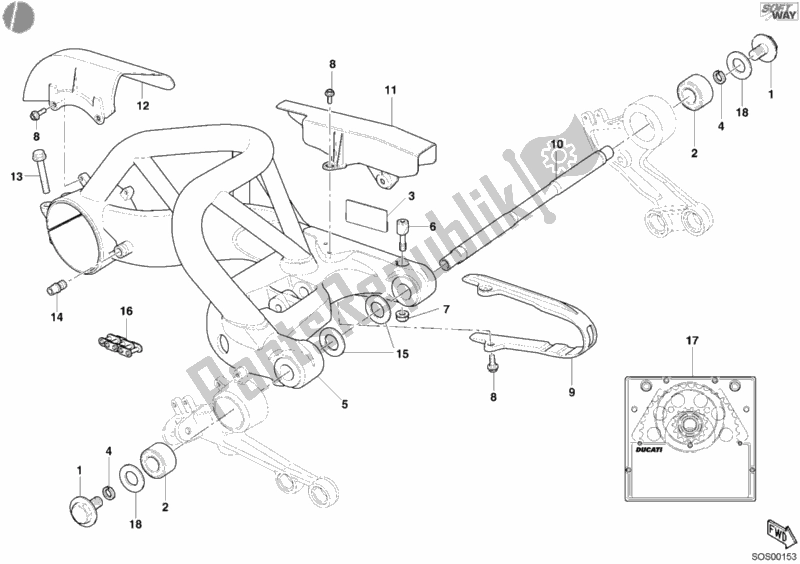 Todas las partes para Brazo Oscilante de Ducati Monster S4 R 996 2003