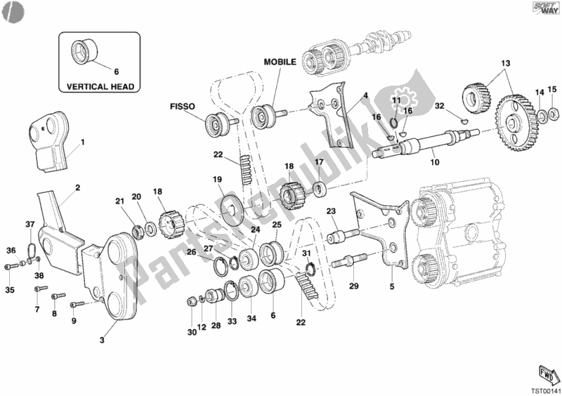 Alle onderdelen voor de Distributieriem van de Ducati Monster S4 R 996 2003