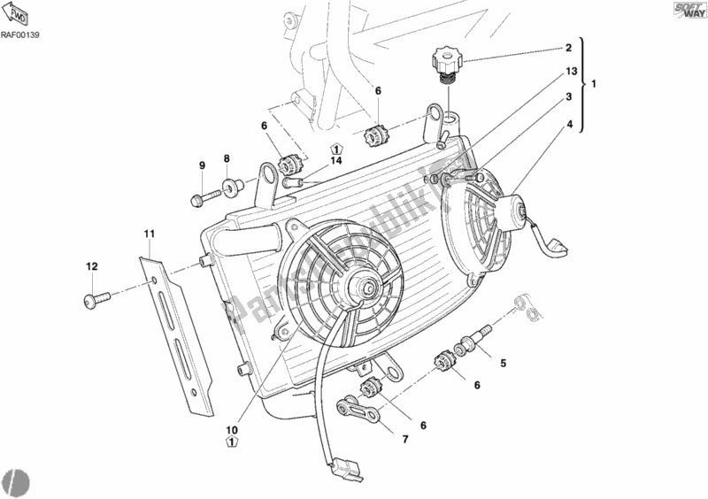 Tutte le parti per il Refrigeratore D'acqua del Ducati Monster S4 R 996 2003