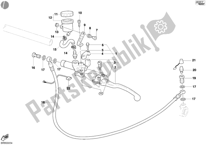 Alle onderdelen voor de Koppeling Hoofdremcilinder van de Ducati Monster S4 R 996 2004